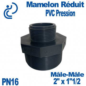 Mamelon Réduit PVC Pression 2" x 1"1/2 PN16
