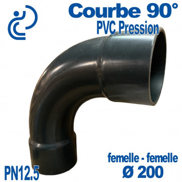 Courbe PVC 90° Ø200 PN12.5 à coller Femelle Femelle