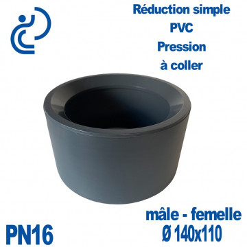 Réduction Simple Ø140x110 Mâle Femelle à coller PVC Pression