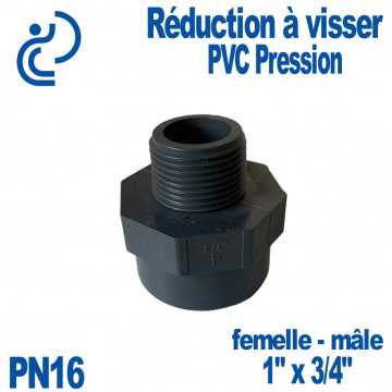 Réduction à Visser PVC Pression 1"x3/4" PN16