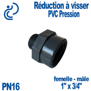 Réduction à Visser PVC Pression 1"x3/4" PN16
