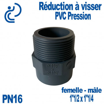 Réduction à Visser PVC Pression 1"1/2x1"1/4 PN16