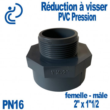 Réduction à Visser PVC Pression 2"x1"1/2 PN16