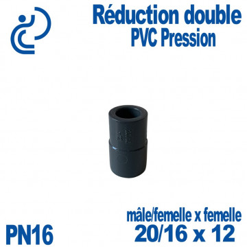 Réduction double Ø20/16x12 à coller PVC Pression
