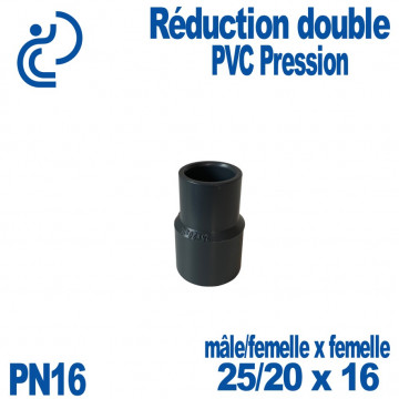 Réduction double Ø25/20x16 à coller PVC Pression