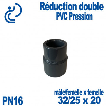 Réduction double Ø32/25x20 à coller PVC Pression