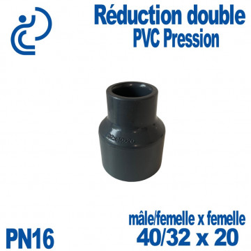 Réduction double Ø40/32x20 à coller PVC Pression