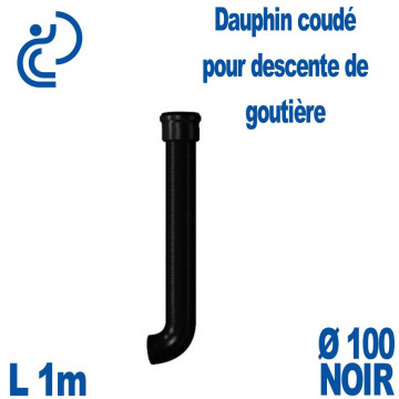 Dauphin Fonte Coudé Ø100 finition Noir longueur 1 mètre