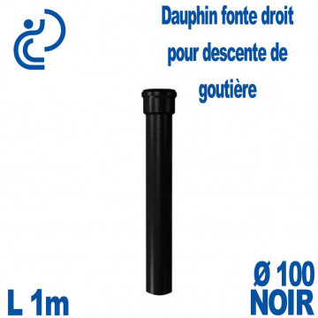 Dauphin Fonte Droit Ø100 finition Noir longueur 1 mètre