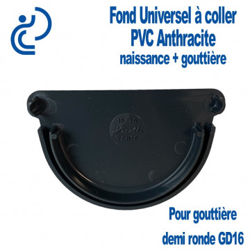 Fond Universel PVC Anthracite pour Gouttière Demi Ronde GD16