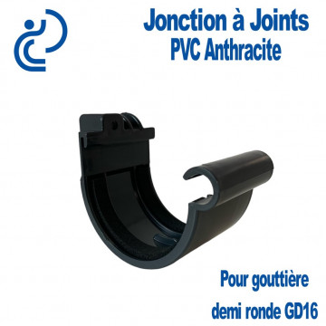 Jonction à Joints PVC Anthracite pour Gouttière Demi Ronde GD16