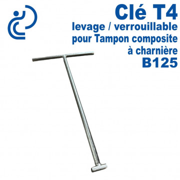 Clé Acier de levage & verrouillage T4 pour Tampon Composite à Charnière B125