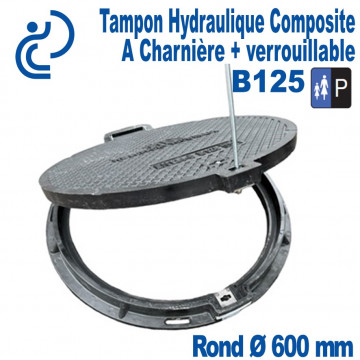 Tampon Rond Composite Ø600 (passage) à charnière 120° B125 Verrouillable