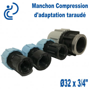 Manchon Compression d'adaptation Ø32 taraudé 3/4"