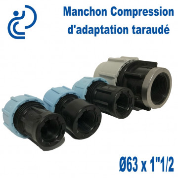 Manchon Compression d'adaptation Ø63 taraudé 1"1/2