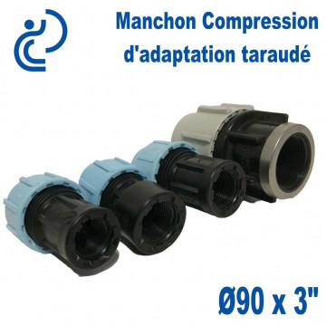 Manchon Compression d'adaptation D90 taraudé 3"