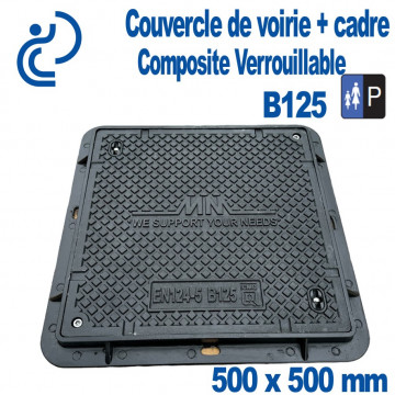 Couvercle de Voirie Composite (PRV) 500x500 + cadre (passage 465) B125 MM