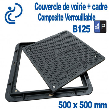 Couvercle de Voirie Composite (PRV) 500x500 + cadre (passage 465) B125 MM