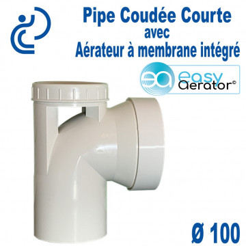 Pipe WC Coudée Courte + Aérateur à membrane Ø100 Mâle - Femelle