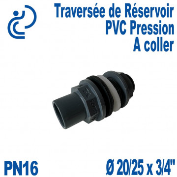 Traversée de Réservoir PVC pression Ø20/25 x 3/4" à coller