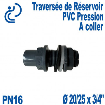 Traversée de Réservoir PVC pression Ø20/25 x 3/4" à coller