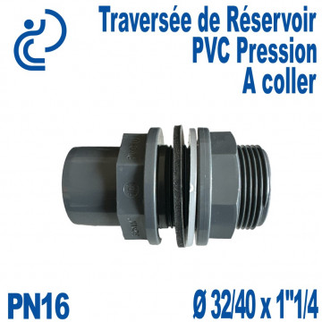 Traversée de Réservoir PVC pression Ø32/40 x 1"1/4 à coller