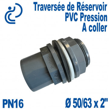 Traversée de Réservoir PVC pression Ø50/63 x 2" à coller