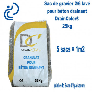 Sac de Gravier concassé lavé pour Béton Drainant DRAINCOLOR 25kg