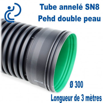 Tube annelé Double Paroi PEHD D300 barre de 3ml AQUATUB