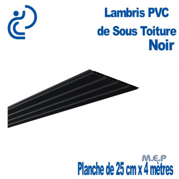 LAMBRIS PVC DE SOUS TOITURE NOIR planches de 25cmX4ml