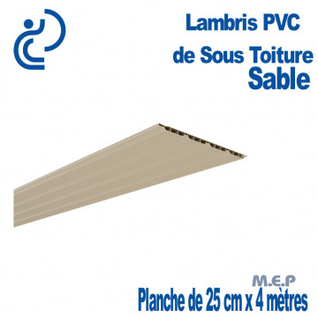 LAMBRIS PVC DE SOUS TOITURE SABLE planches de 25cmX4ml