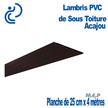 LAMBRIS PVC DE SOUS TOITURE Acajou planches 25 x 4 mètres