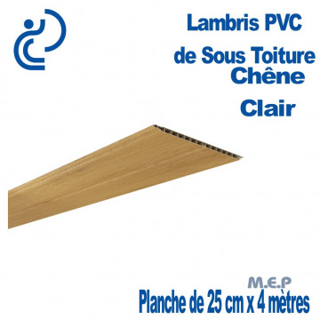 LAMBRIS PVC DE SOUS TOITURE chêne clair planches 25 x 4 mètres
