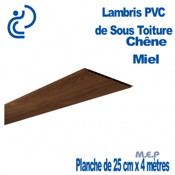 LAMBRIS PVC DE SOUS TOITURE chêne miel planches 25 x 4 mètres