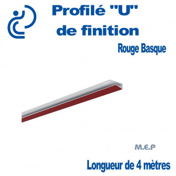 PROFILE DE FINITION U ROUGE POUR LAMBRIS longueur de 4ml