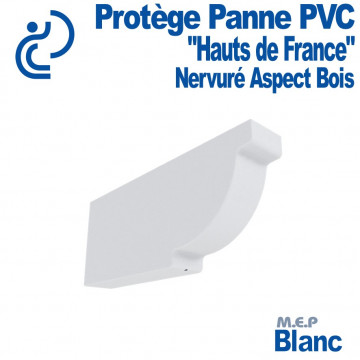 PROTEGE PANNE "Hauts de France" PVC BLANC nervuré bois ep 70 Lg 500 ht 200mm
