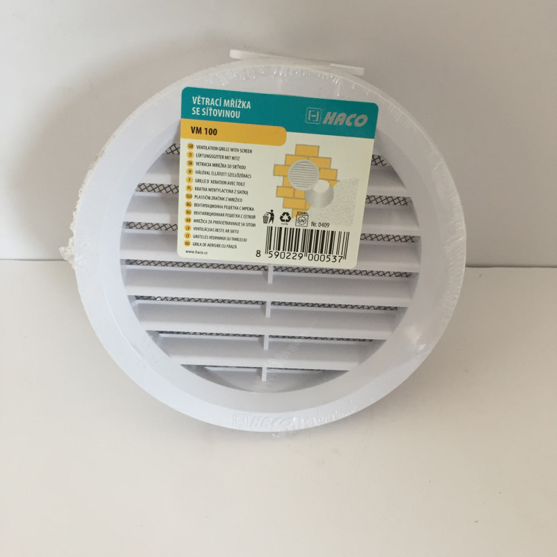 Grille de ventilation ronde avec moustiquaire en Pvc blanc D100
