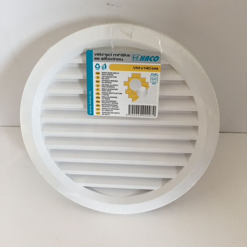 Grille Ventilation ronde PVC Blanc pose par l'intérieur In&Out 100-140