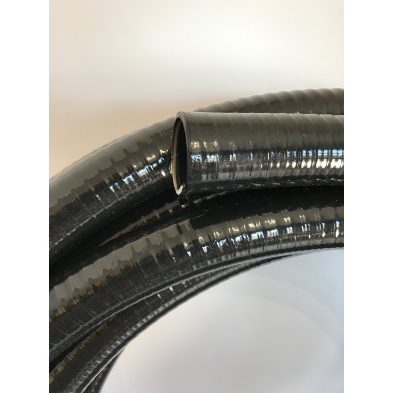 Tuyau de refoulement 5 m Flexible Spiralé 32 mm (1 1/4) Noir avec Spirale  de renforcement Bassin