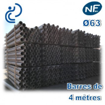 Tube PVC compact NF M1 D63 barres de 4ml