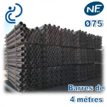 Tube PVC compact NF M1 D75 barres de 4ml