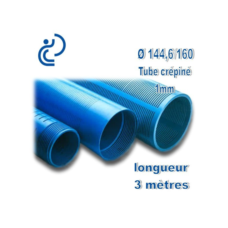 Tube Forage PVC 144.6/160 crépiné 1mm A visser longueur 3ml