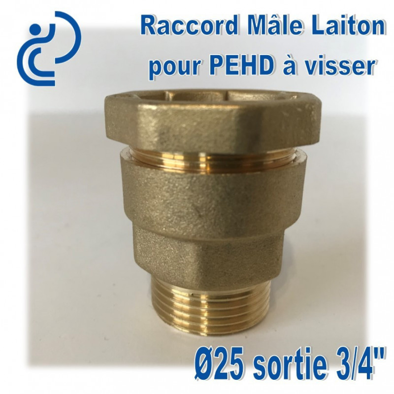 Raccord Mâle Laiton D25 sortie 3/4 Pour tube PEHD