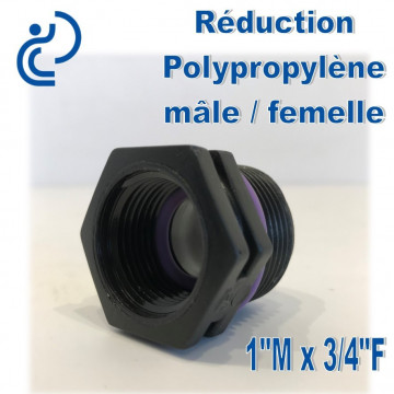 Réduction Polypro 1" Mâle x 3/4" Femelle