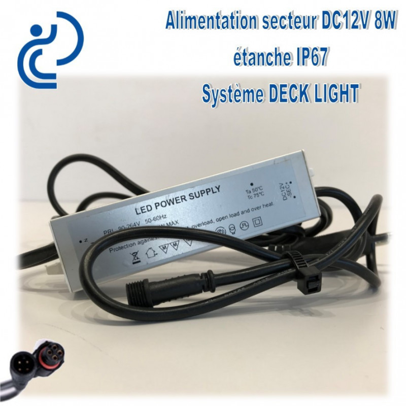 Alimentation Secteur DC12V 8W pour système DECK LIGHT